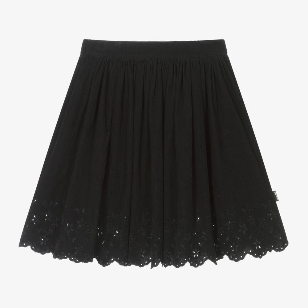 Molo-Girls Black Embroidered Cotton Skirt | Childrensalon Outlet