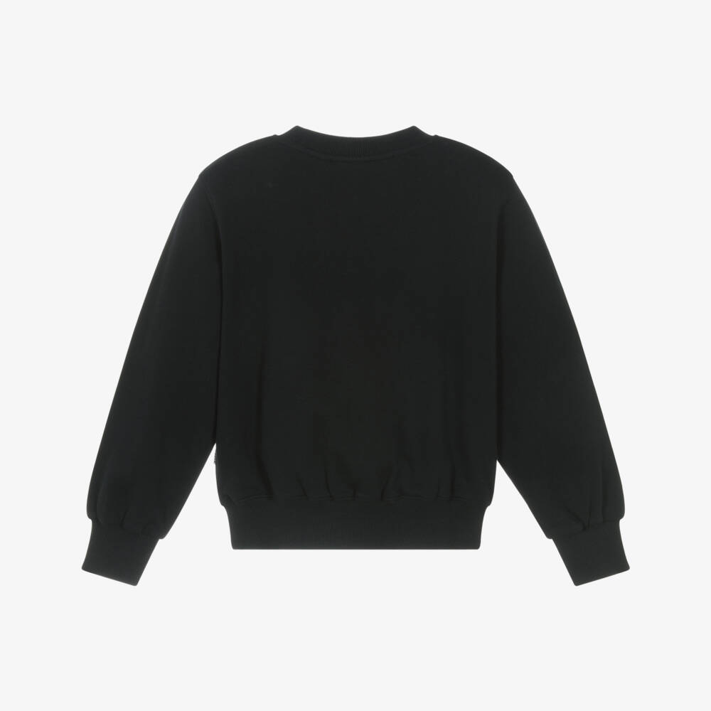 Molo-Girls Black Festive Cotton Sweatshirt | Childrensalon Outlet