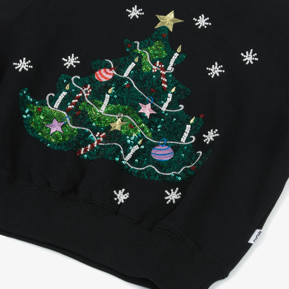 Molo-Girls Black Festive Cotton Sweatshirt | Childrensalon Outlet