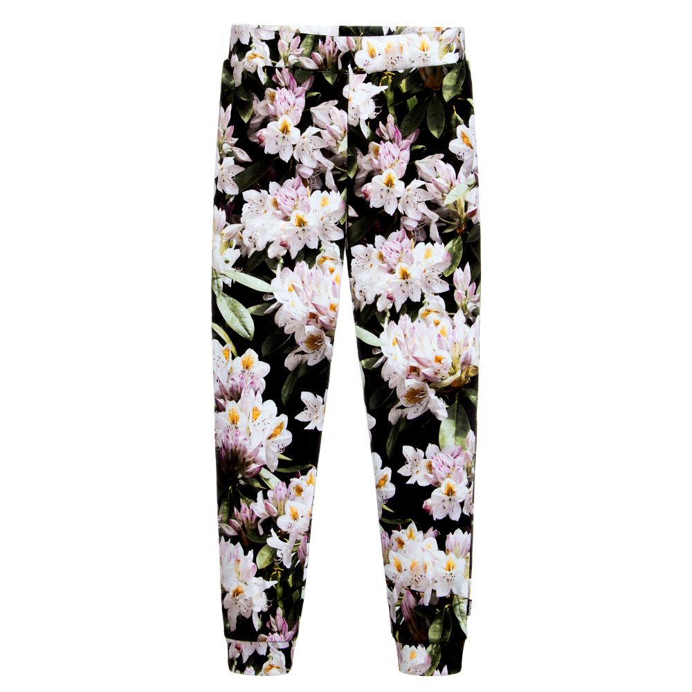 Black floral joggers discount