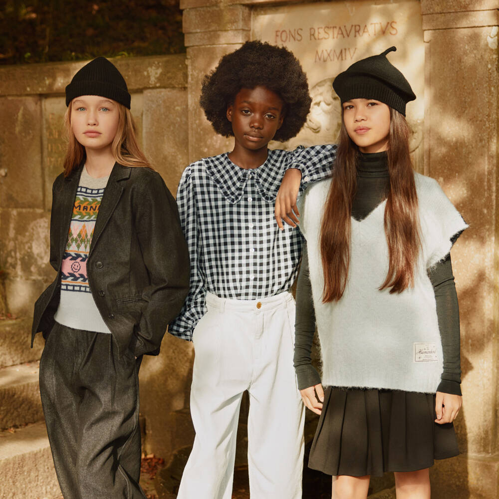 Molo-Girls Black Gingham Frill Collar Blouse | Childrensalon Outlet