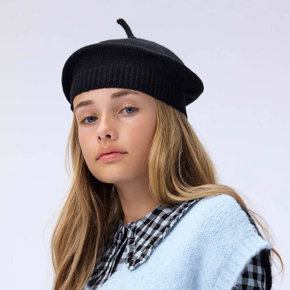 Molo-Girls Black Knitted Beret | Childrensalon Outlet