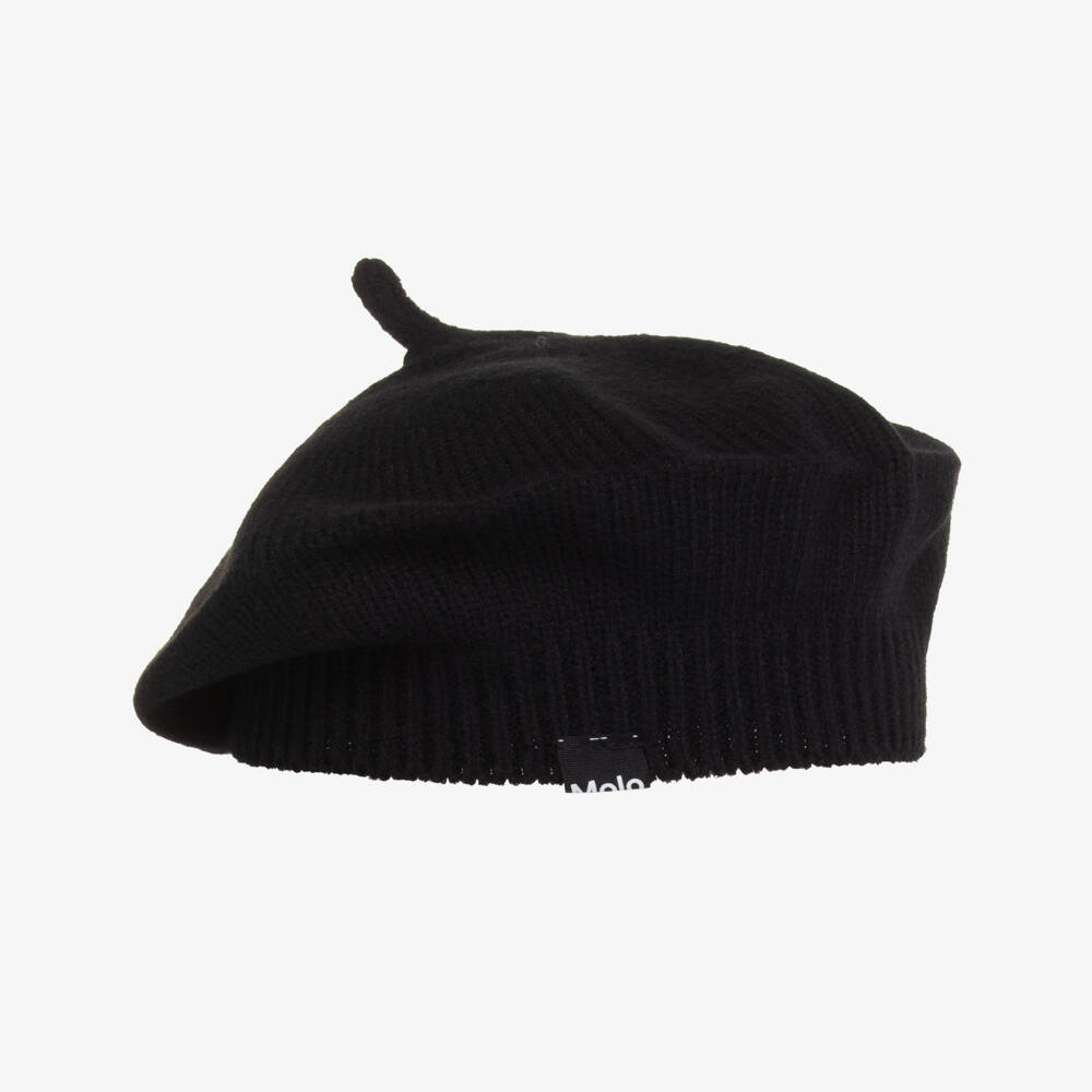 Molo-Girls Black Knitted Beret | Childrensalon Outlet