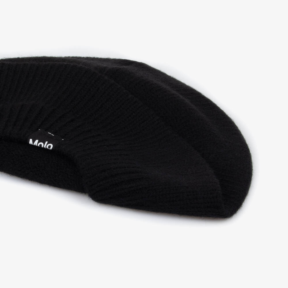 Molo-Girls Black Knitted Beret | Childrensalon Outlet