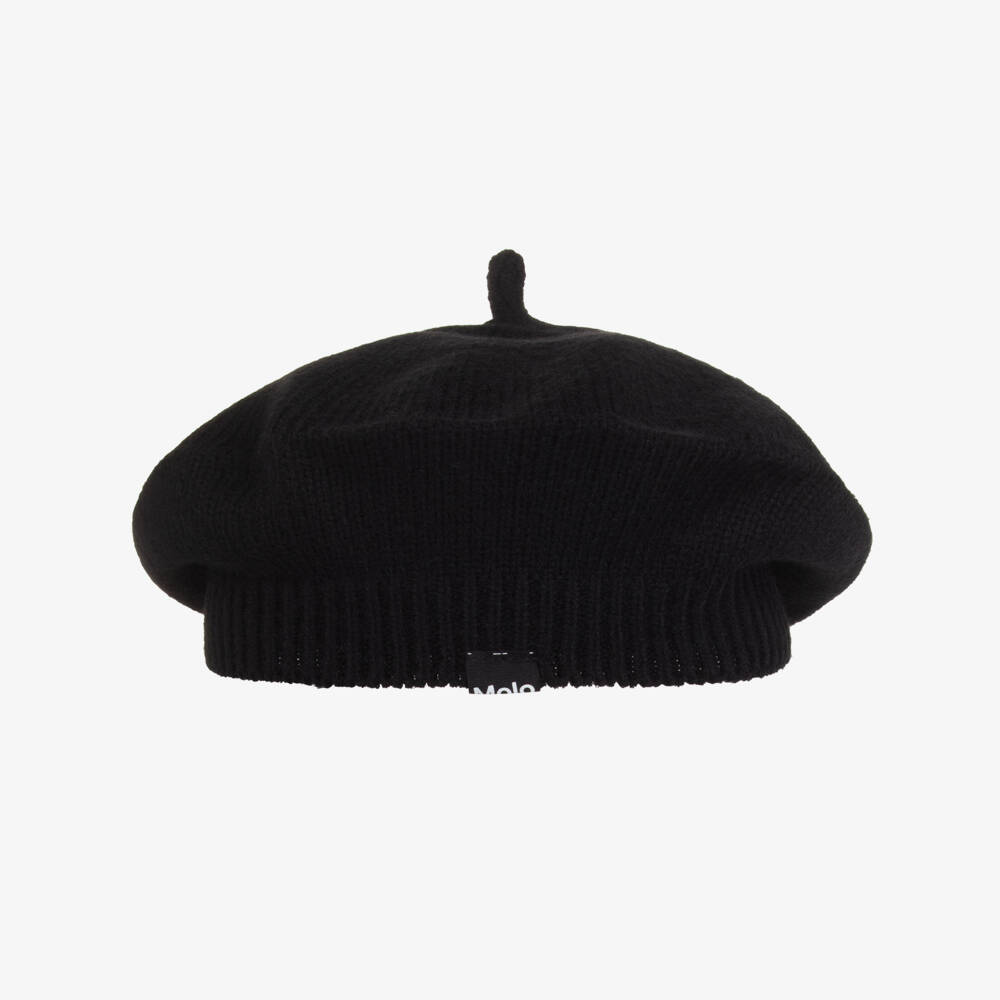 Molo-Girls Black Knitted Beret | Childrensalon Outlet