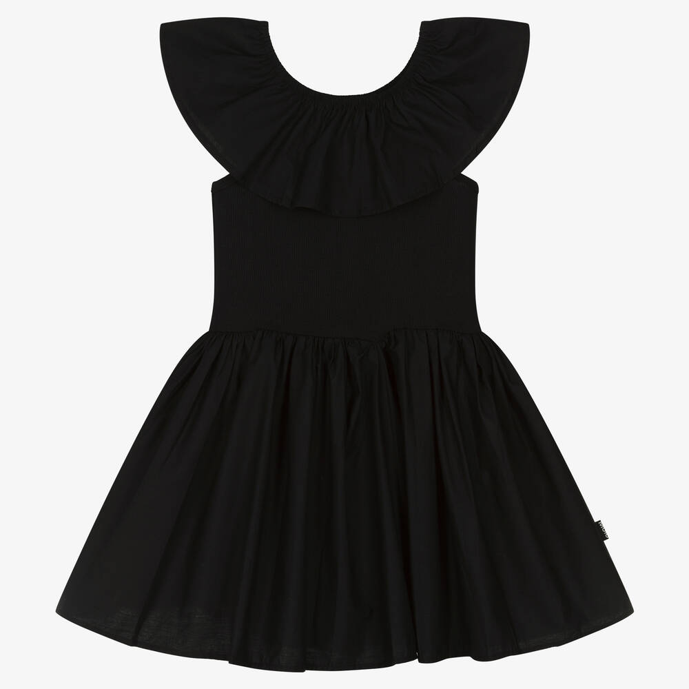 Molo - Черное хлопковое платье с оборкой | Childrensalon