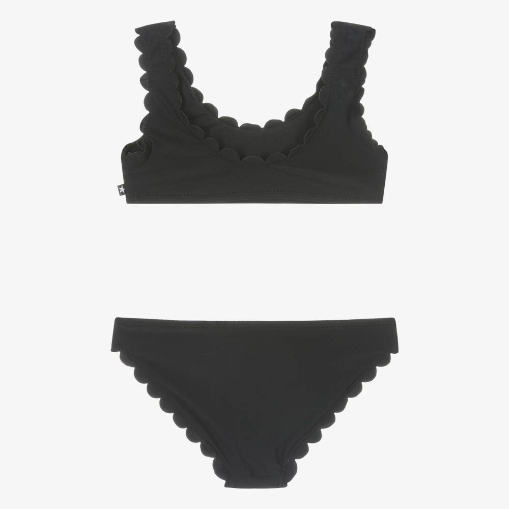 Molo-Girls Black Scallopped Bikini (UPF50+) | Childrensalon Outlet