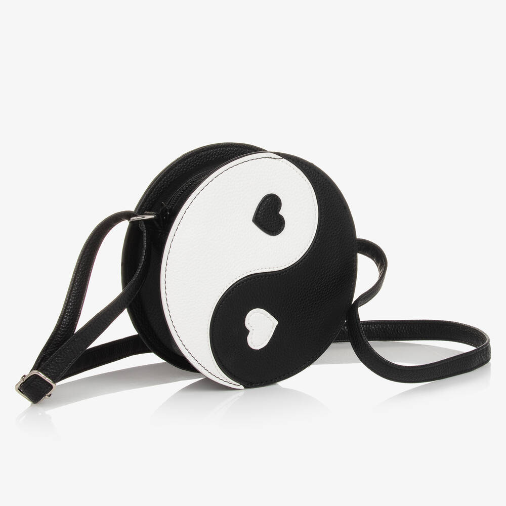 مولو-حقيبة يد جلد صناعي لون أسود وأبيض (17 سم) | Childrensalon Outlet