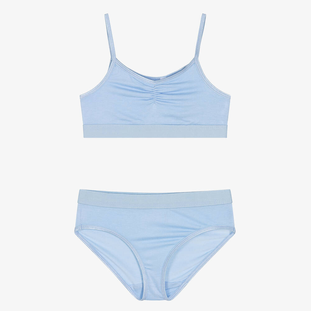 Molo - Girls Blue Bra & Knickers Set | Childrensalon