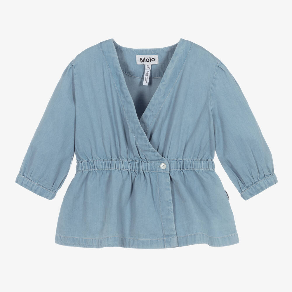 Molo - Blaue Chambray-Bluse für Mädchen | Childrensalon