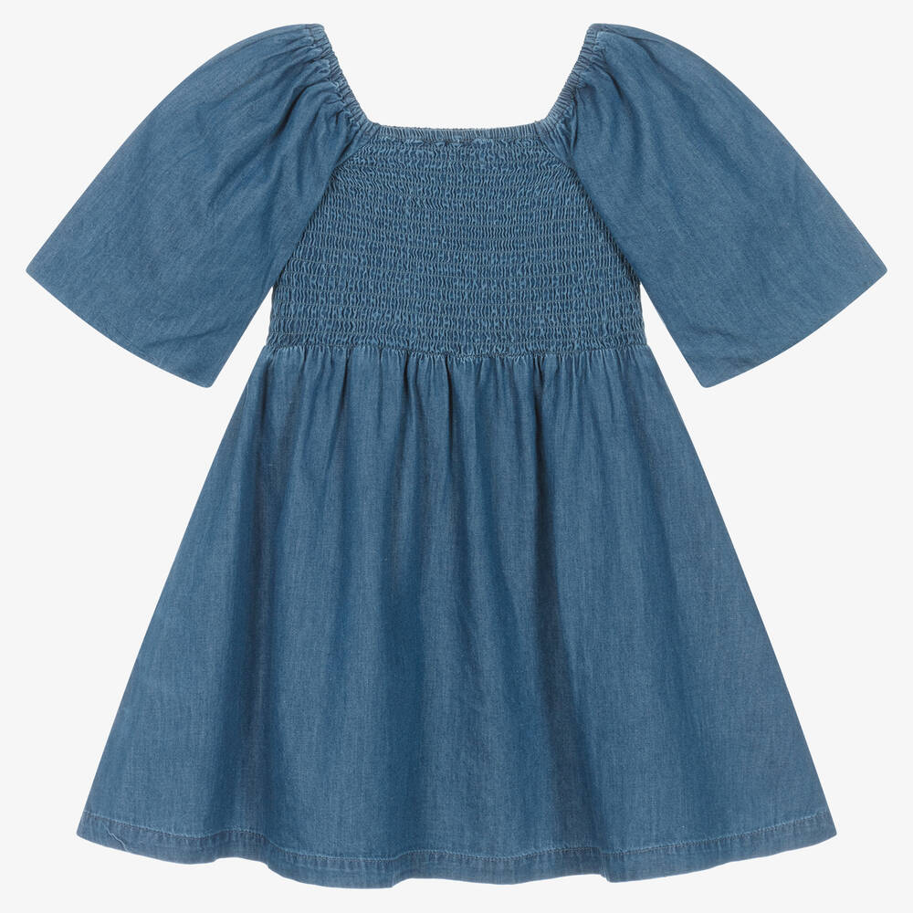Molo-Girls Blue Chambray Dress | Childrensalon Outlet