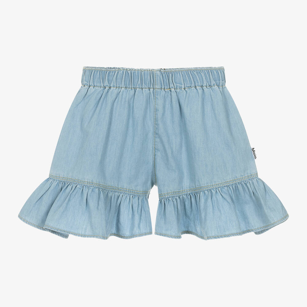 Molo-Girls Blue Chambray Shorts | Childrensalon Outlet