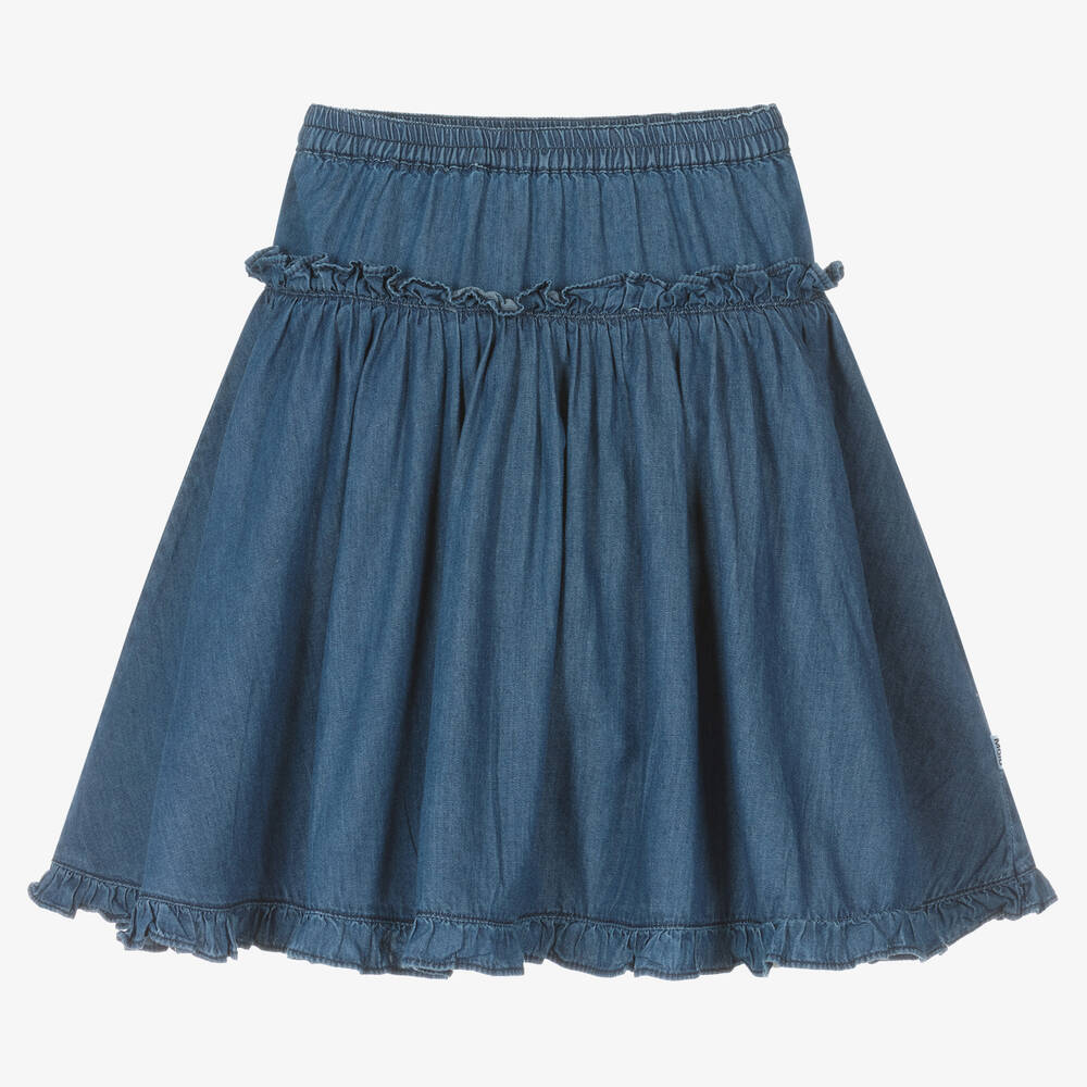 Molo-Girls Blue Chambray Skirt  | Childrensalon Outlet