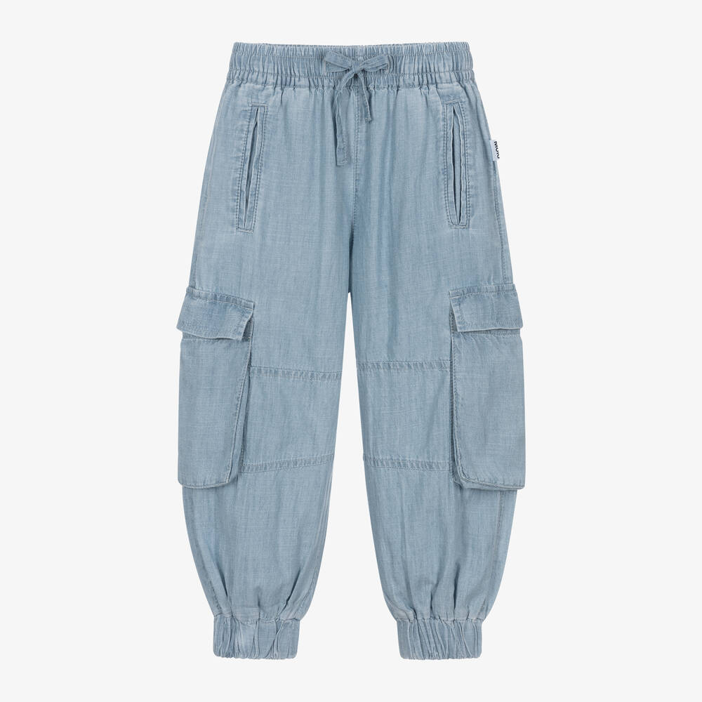 Molo-Girls Blue Chambray Trousers | Childrensalon Outlet