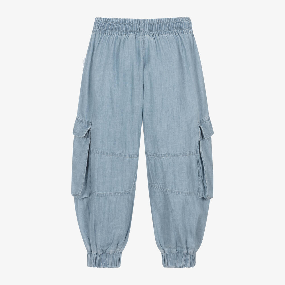 Molo-Girls Blue Chambray Trousers | Childrensalon Outlet