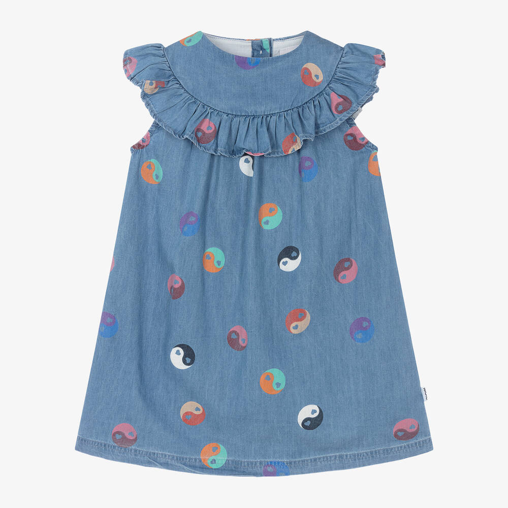 Molo-Girls Blue Chambray Yin Yang Dress | Childrensalon Outlet