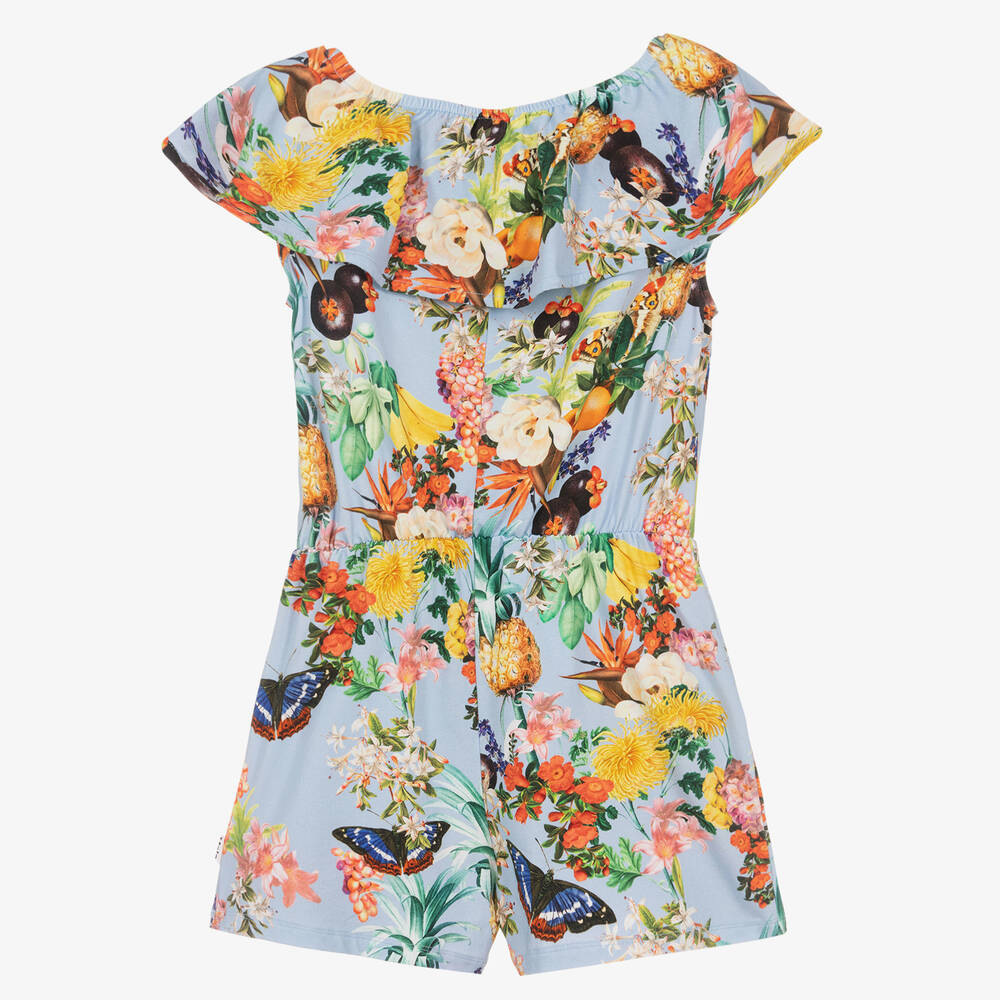 Molo-بلاي سوت قطن عضوي جيرسي لون أزرق بطبعة ورود | Childrensalon Outlet