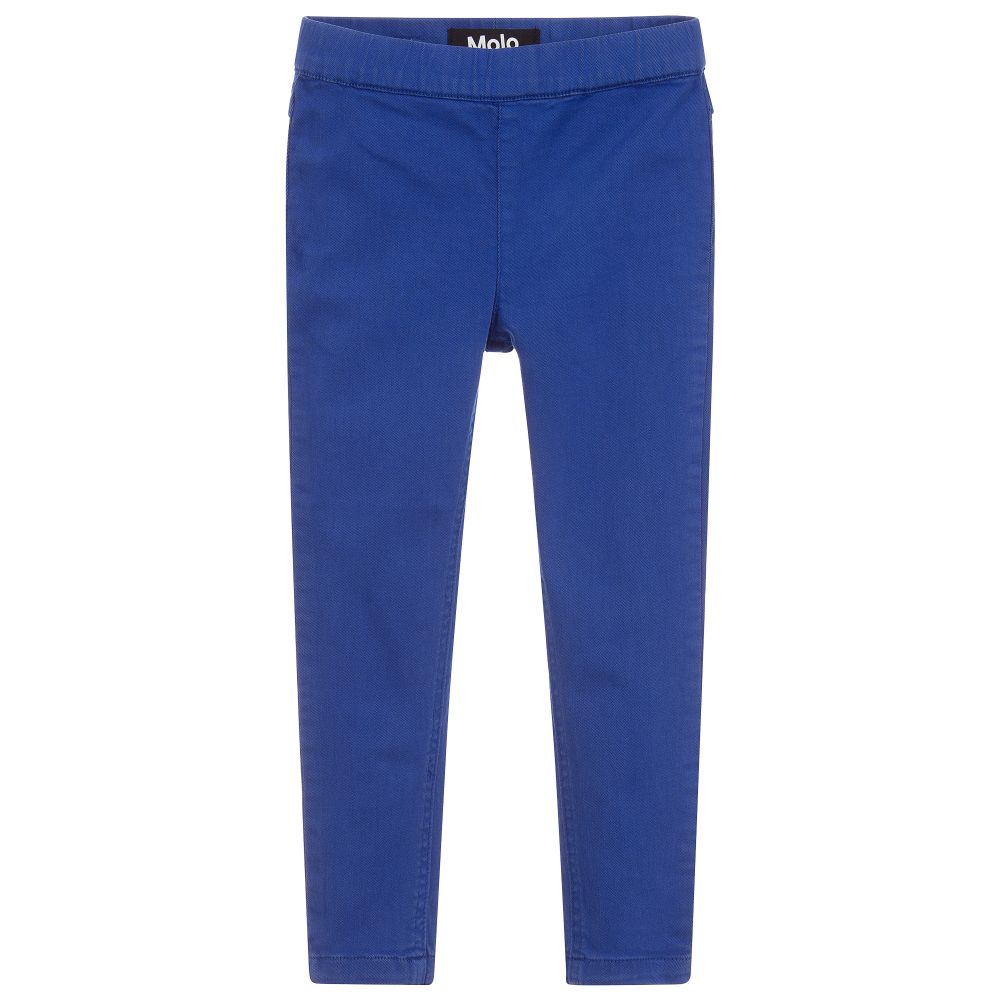 Molo - Girls Blue Cotton Jeggings | Childrensalon