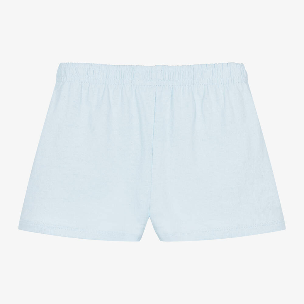 Molo-Girls Blue Cotton Knit Rainbow Shorts | Childrensalon Outlet