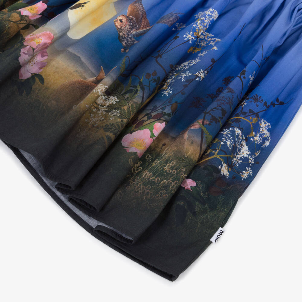 Molo-فستان قطن أزرق للبنات بتصميم مونرايز | Childrensalon Outlet