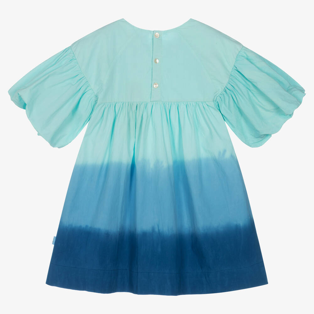 Molo-Girls Blue Cotton Ombré Dress | Childrensalon Outlet
