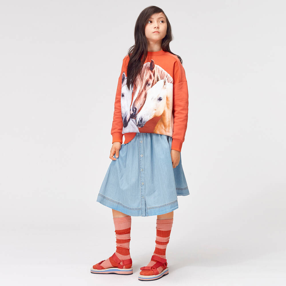 Molo-Girls Blue Cotton Skirt | Childrensalon Outlet