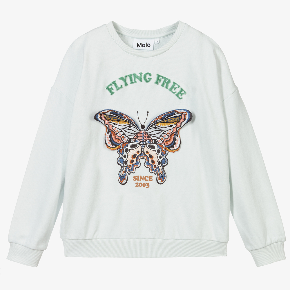 Molo-Girls Blue Cotton Sweatshirt | Childrensalon Outlet