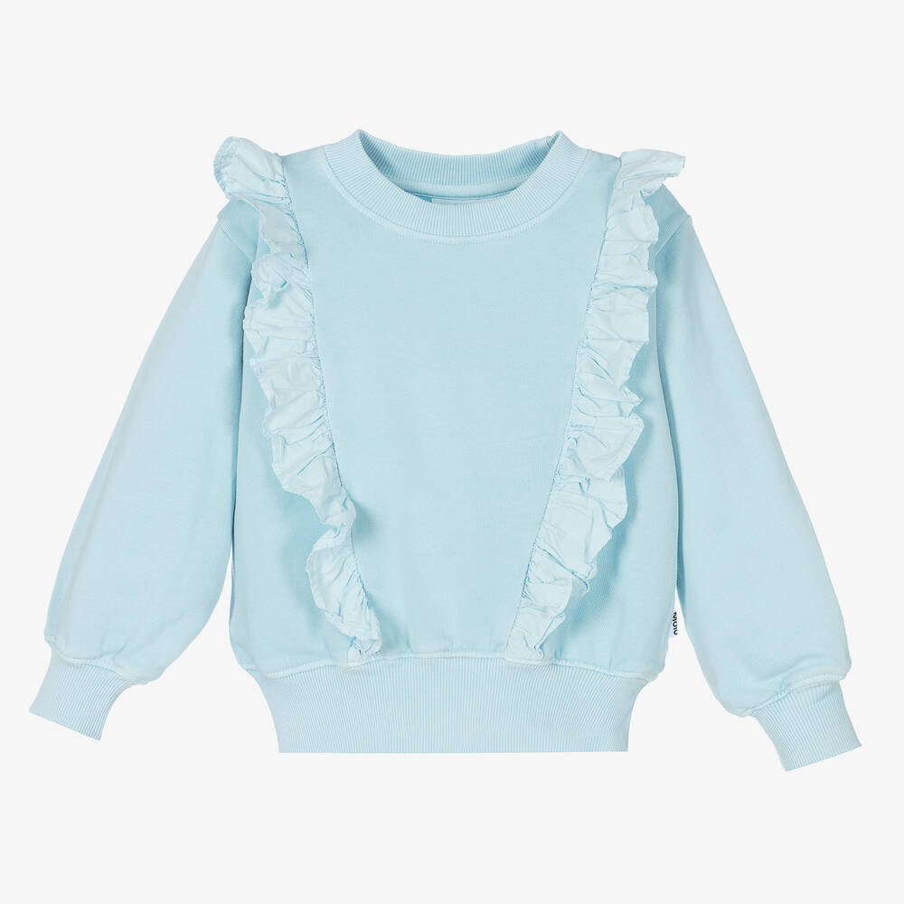 Molo - Girls Blue Cotton Sweatshirt | Childrensalon