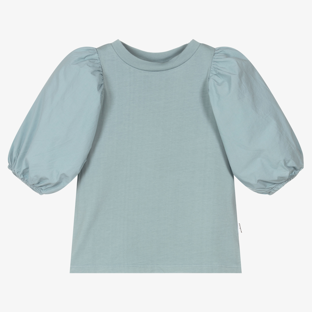 Molo - Голубая хлопковая блузка для девочек | Childrensalon