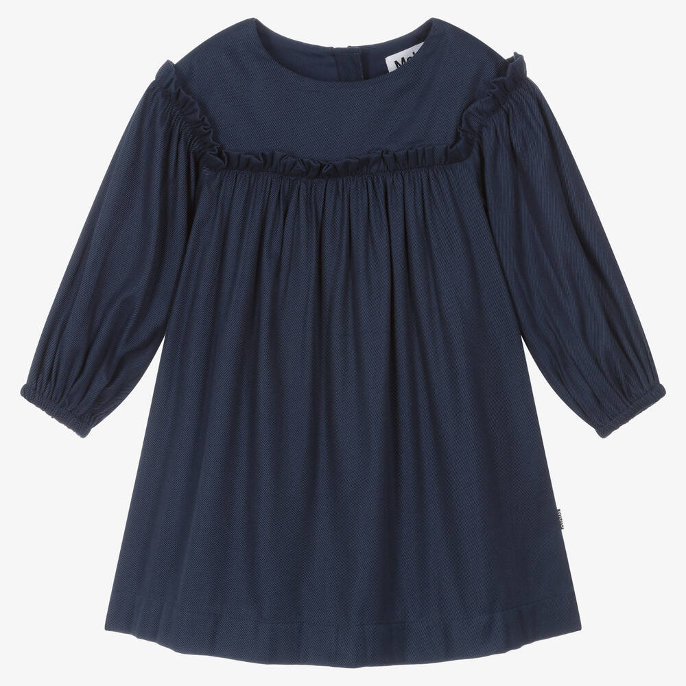 Molo - Robe bleue en sergé Fille | Childrensalon