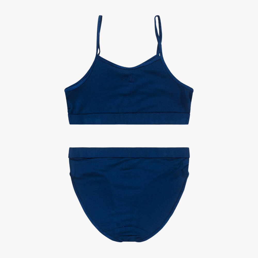 Molo-Girls Blue Crop Top & Briefs Set | Childrensalon Outlet