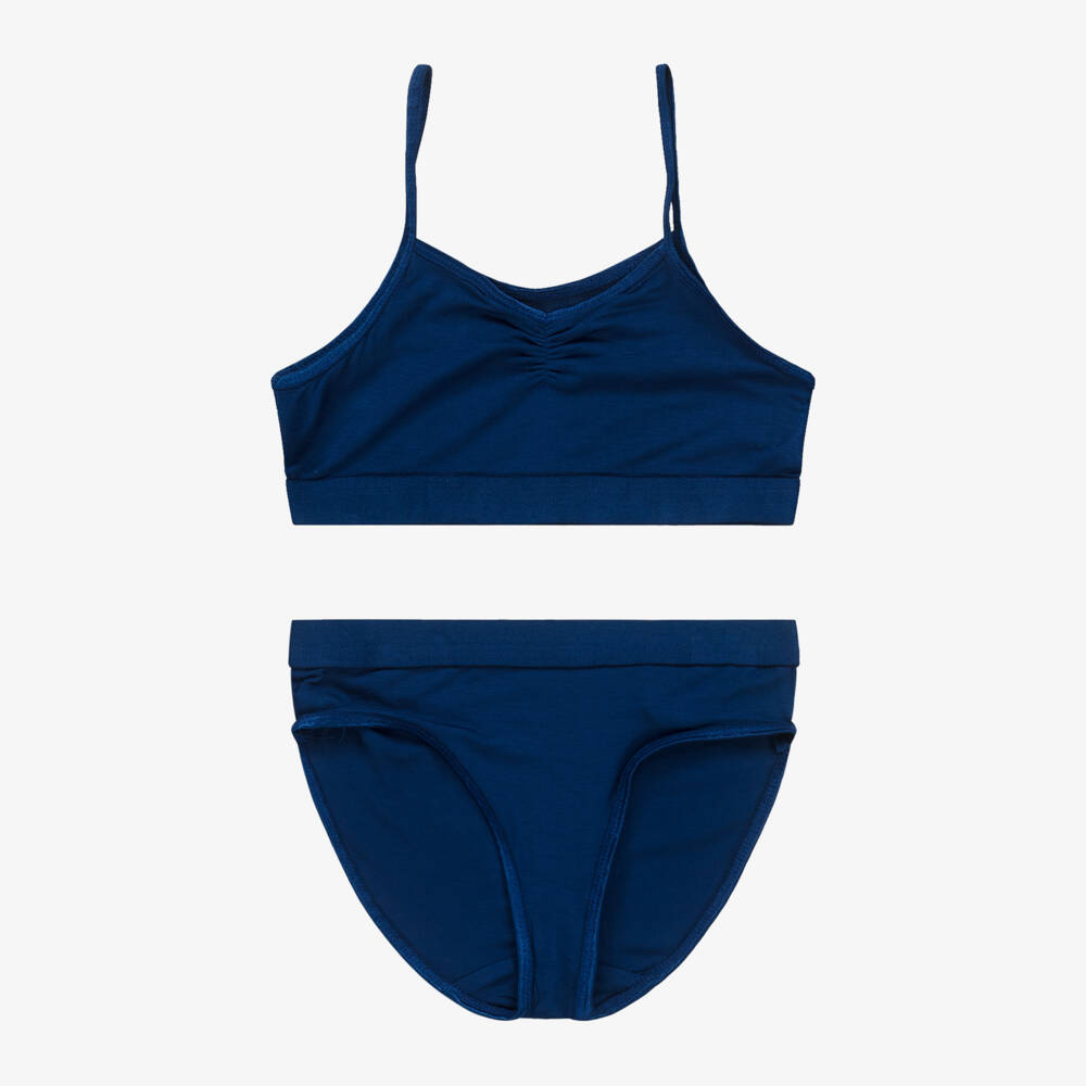 Molo-Girls Blue Crop Top & Briefs Set | Childrensalon Outlet