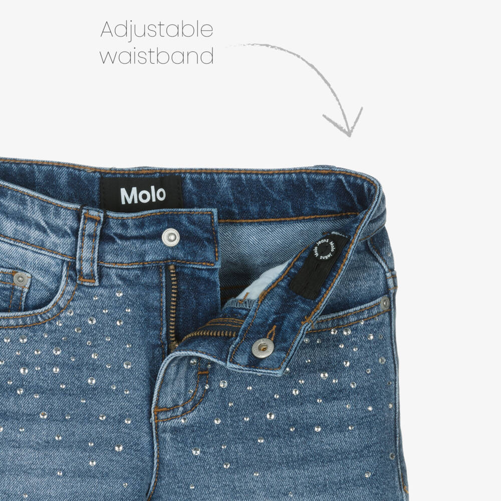 Molo-بنطلون جينز أزرق مزين بأحجار لامعة للبنات | Childrensalon Outlet