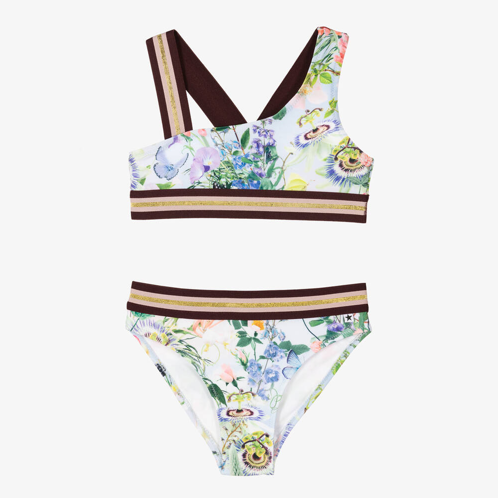 Molo - Bikini bleu à fleurs fille (UPF50+) | Childrensalon