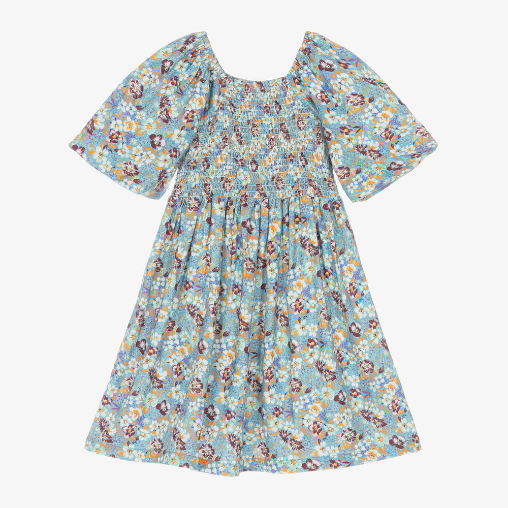 Molo-Голубое хлопковое платье в цветочек для девочек | Childrensalon Outlet