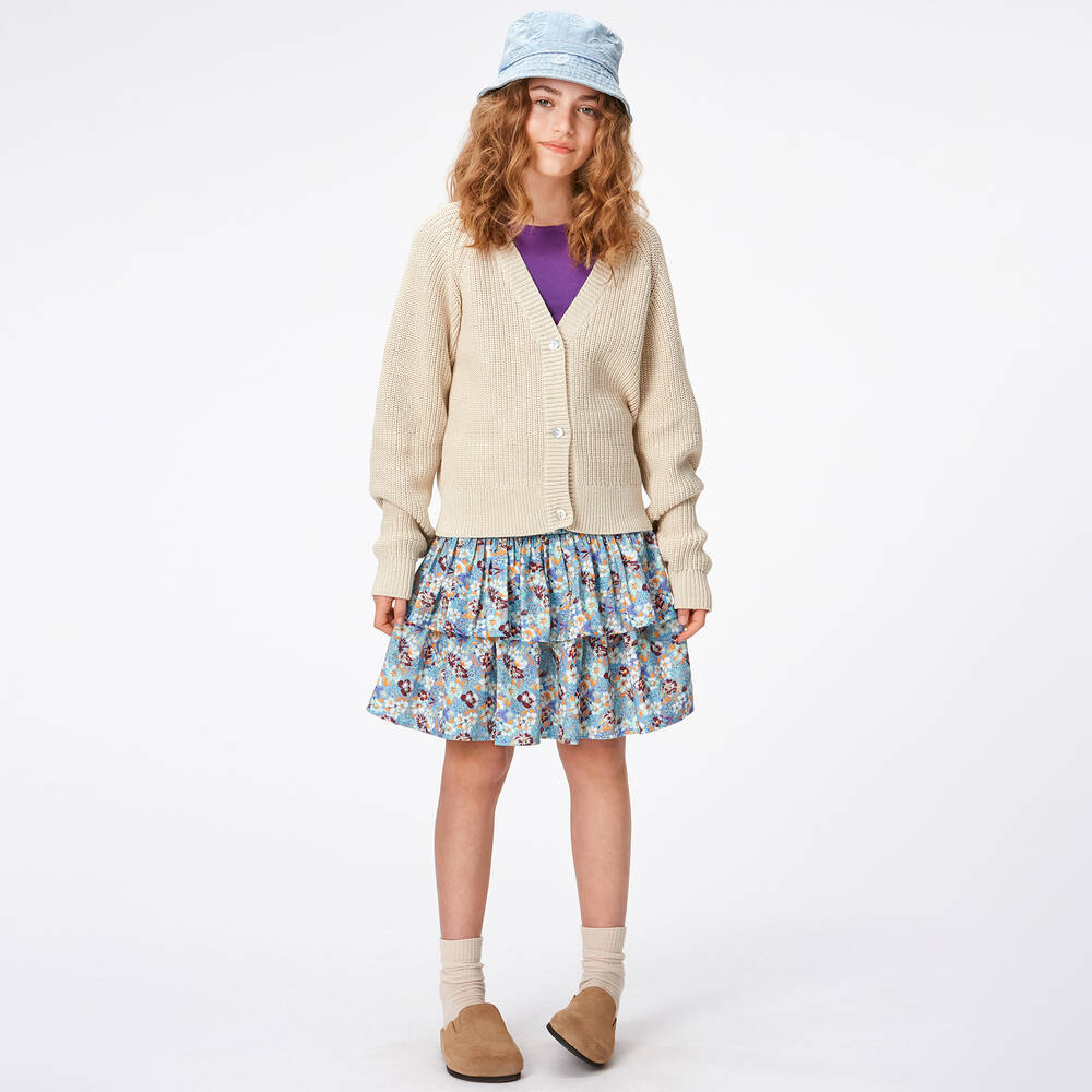 Molo-Girls Blue Floral Cotton Skirt | Childrensalon Outlet