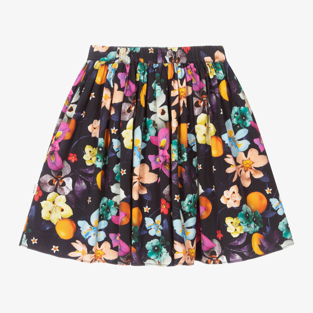 Molo-Girls Blue Floral Cotton Skirt | Childrensalon Outlet