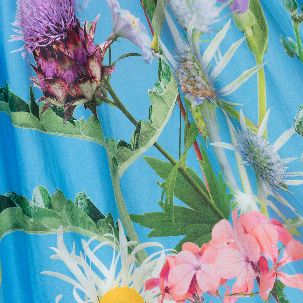 Molo-Girls Blue Floral Organic Cotton Dress | Childrensalon Outlet