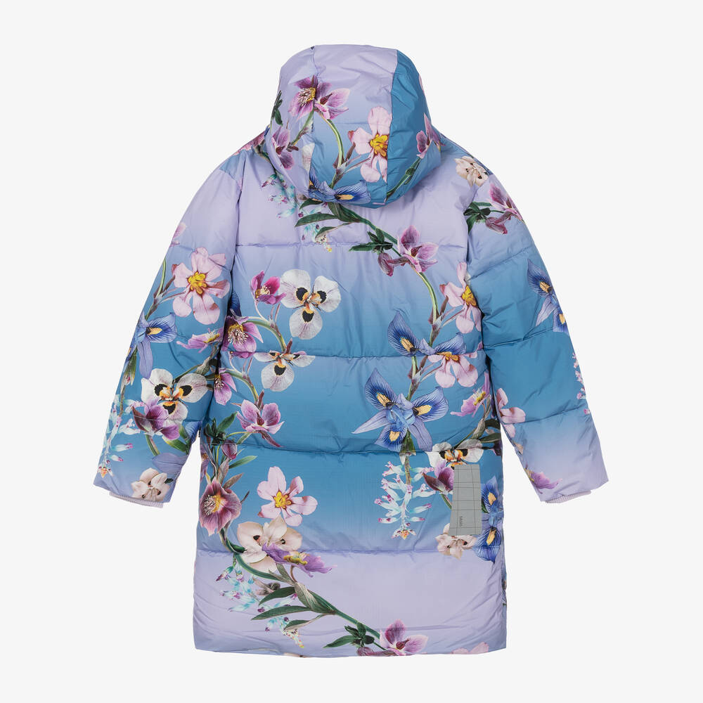 Molo-معطف منفوخ بطبعة ورود لون أزرق | Childrensalon Outlet