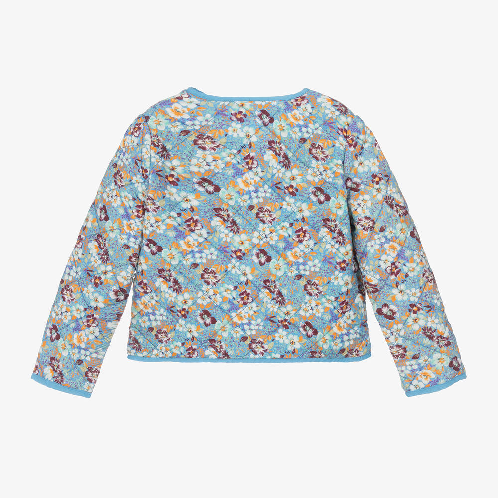 Molo-جاكيت مزيج قطن وفيسكوز لون أزرق بطبعة ورود للبنات | Childrensalon Outlet