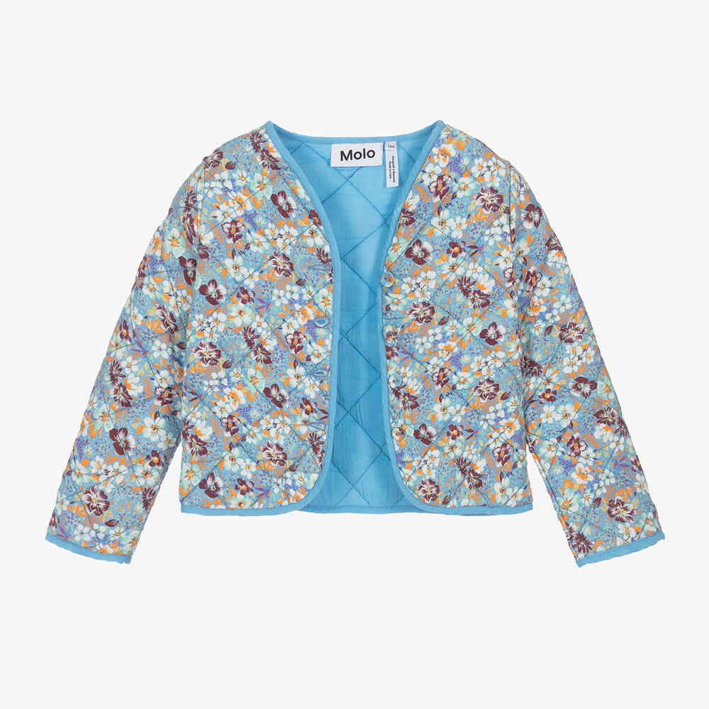 Molo-جاكيت مزيج قطن وفيسكوز لون أزرق بطبعة ورود للبنات | Childrensalon Outlet