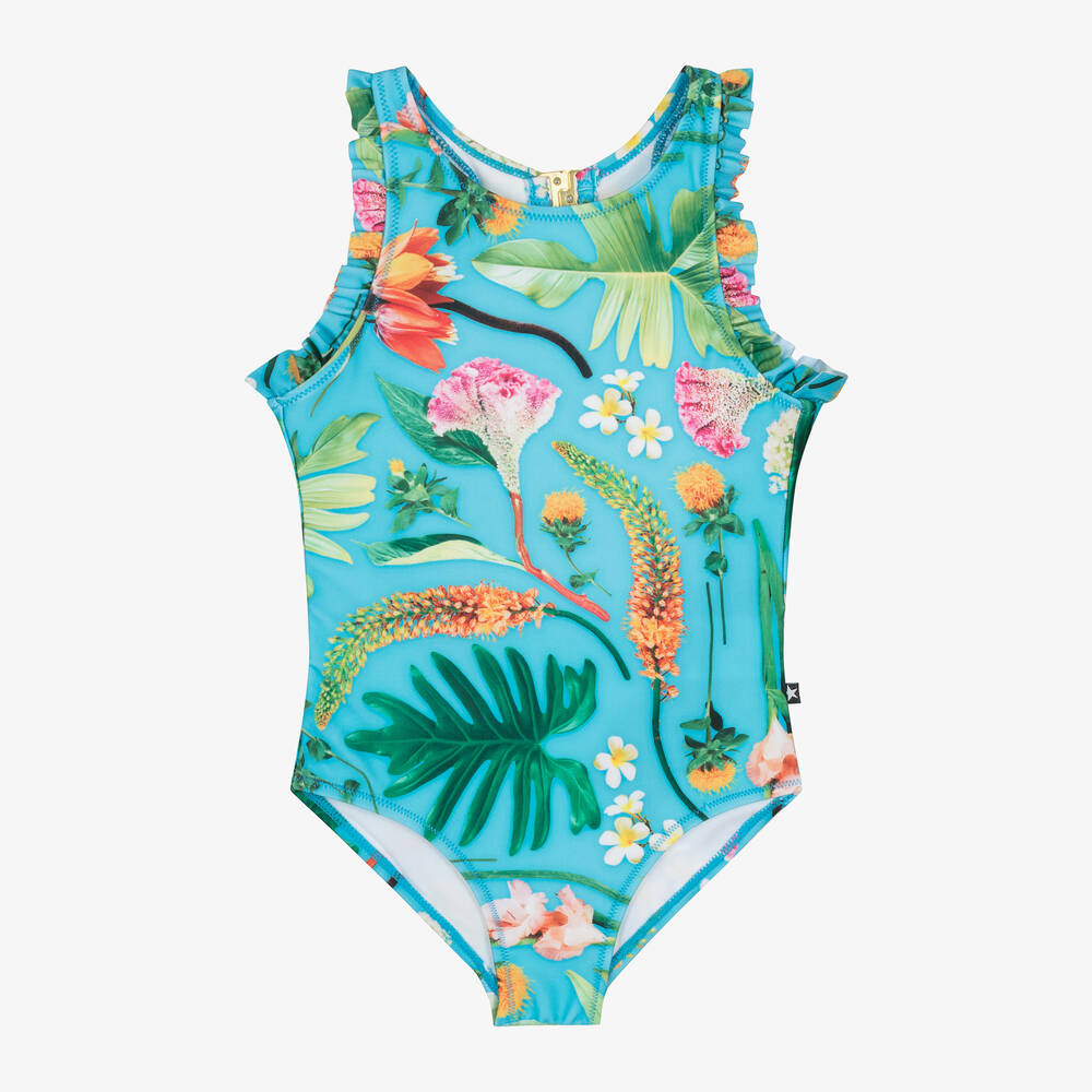 Molo-مايّو لون أزرق بطبعة ورود للبنات (UPF50+) | Childrensalon Outlet