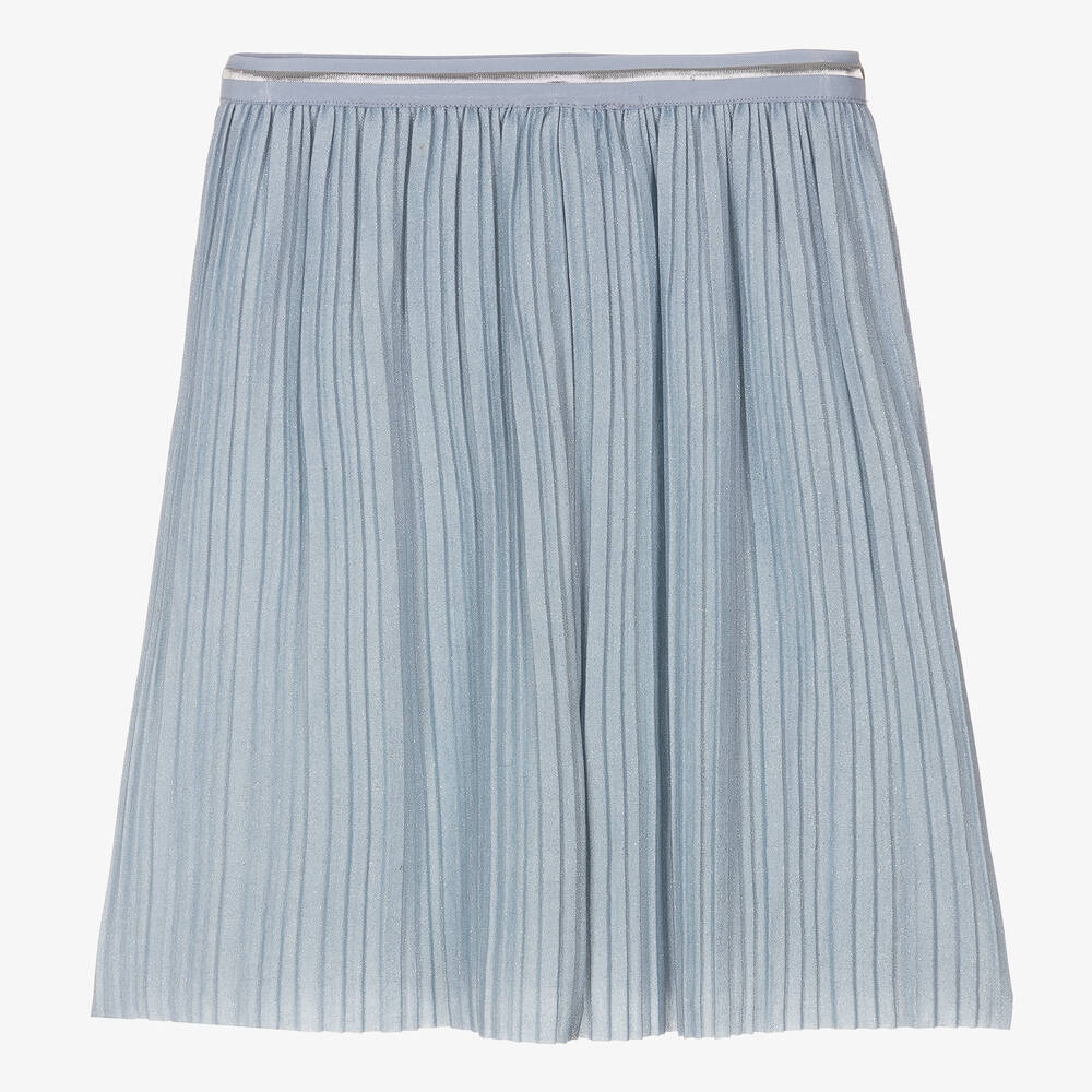 Molo-Girls Blue Glitter Pleated Skirt | Childrensalon Outlet