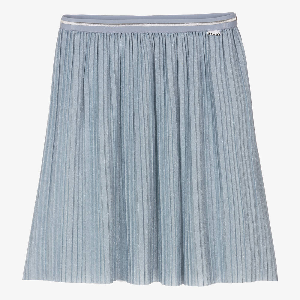 Molo - Girls Blue Glitter Pleated Skirt | Childrensalon