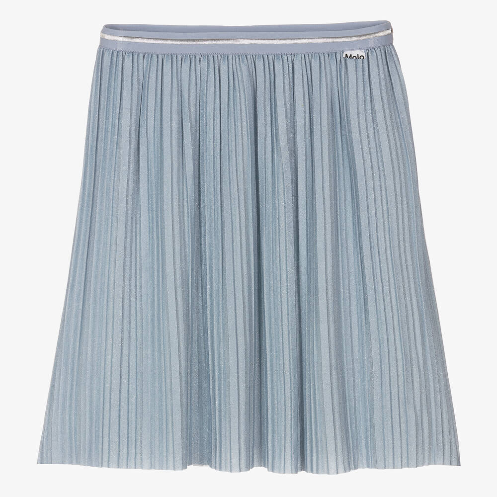 Molo-Girls Blue Glitter Pleated Skirt | Childrensalon Outlet