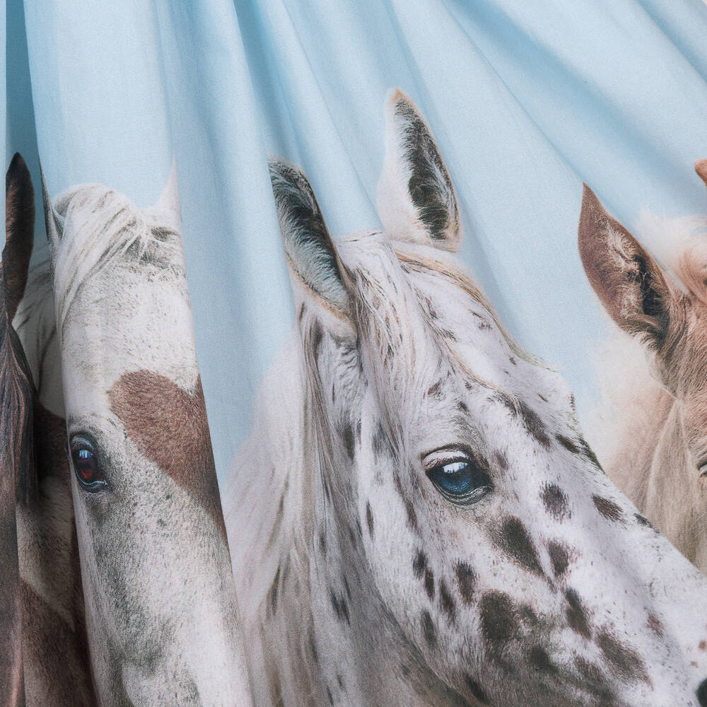 Molo-Girls Blue Horse Organic Cotton Dress | Childrensalon Outlet