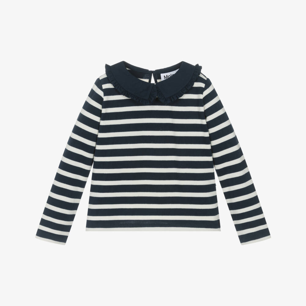 Molo-Топ в синие и кремовые полоски для девочек | Childrensalon Outlet