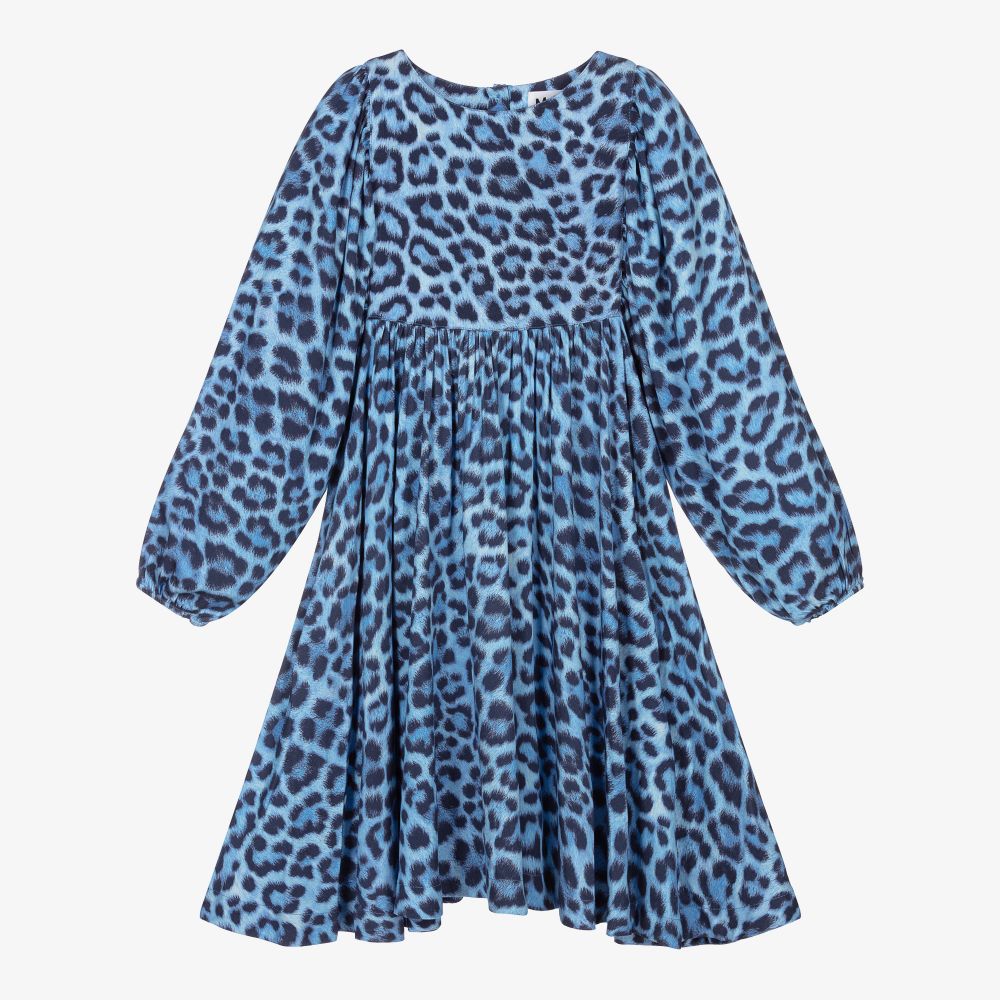Molo - Girls Blue Jaguar Print Dress | Childrensalon