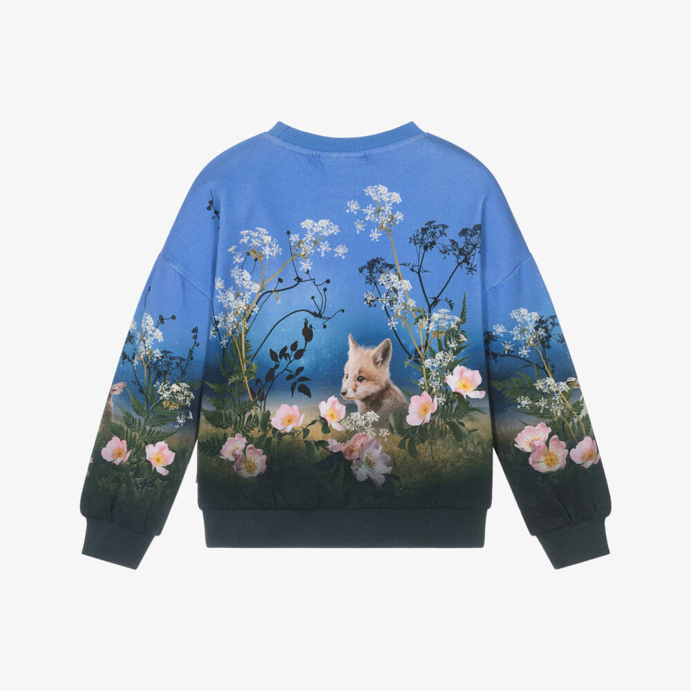 Molo-Girls Blue Moonlit Cotton Sweatshirt | Childrensalon Outlet