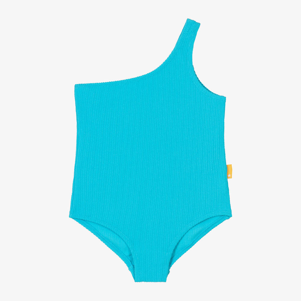 Molo-Girls Blue One-Shoulder Swimsuit (UPF50+) | Childrensalon Outlet